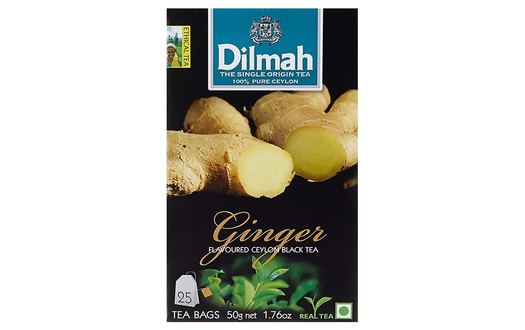 Dilmah Ginger Flavoured Ceylon Black Tea   Box  25 pcs